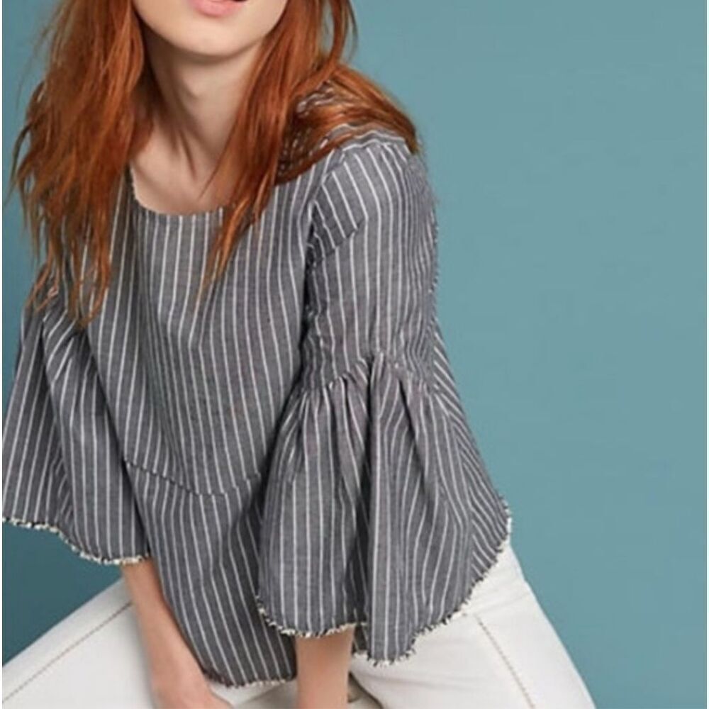 Anthropologie Dolan Left Coast Striped Bell Sleeve Top Blouse Women’s L